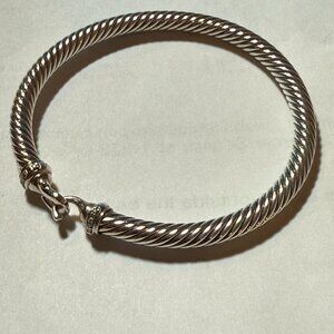 David Yurman Buckle Classic Cable Bracelet Sterling Silver w/Diamonds, 5mm